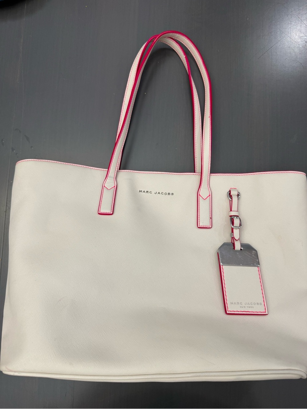 Marc Jacobs Cream Tote with Pink Edge Trim